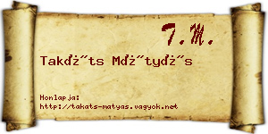 Takáts Mátyás névjegykártya