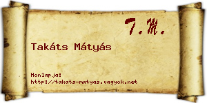 Takáts Mátyás névjegykártya